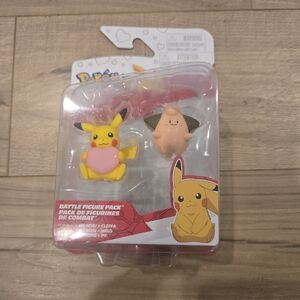 Pokémon Pikachu & Cleffa Battle Figure Pack - Yellow & Pink Sealed